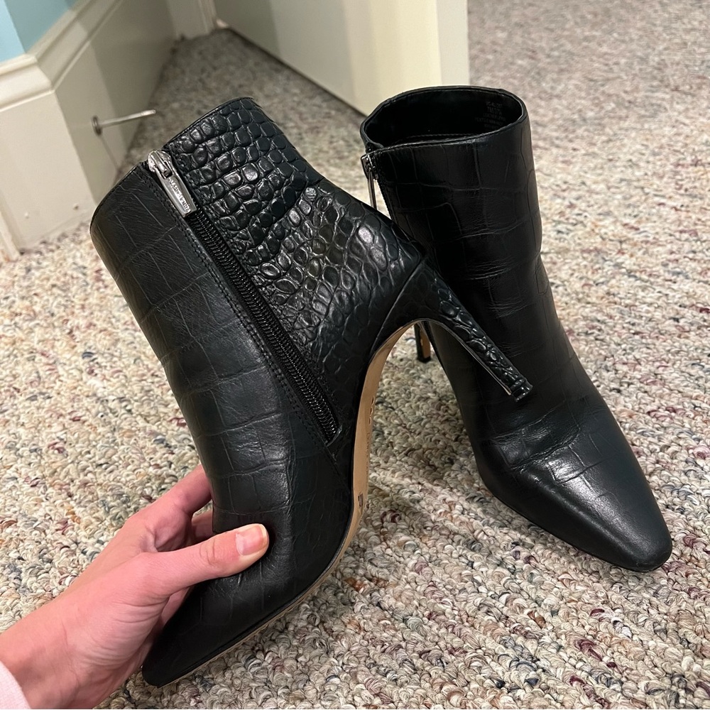 Vince Camuto Black Snake Booties